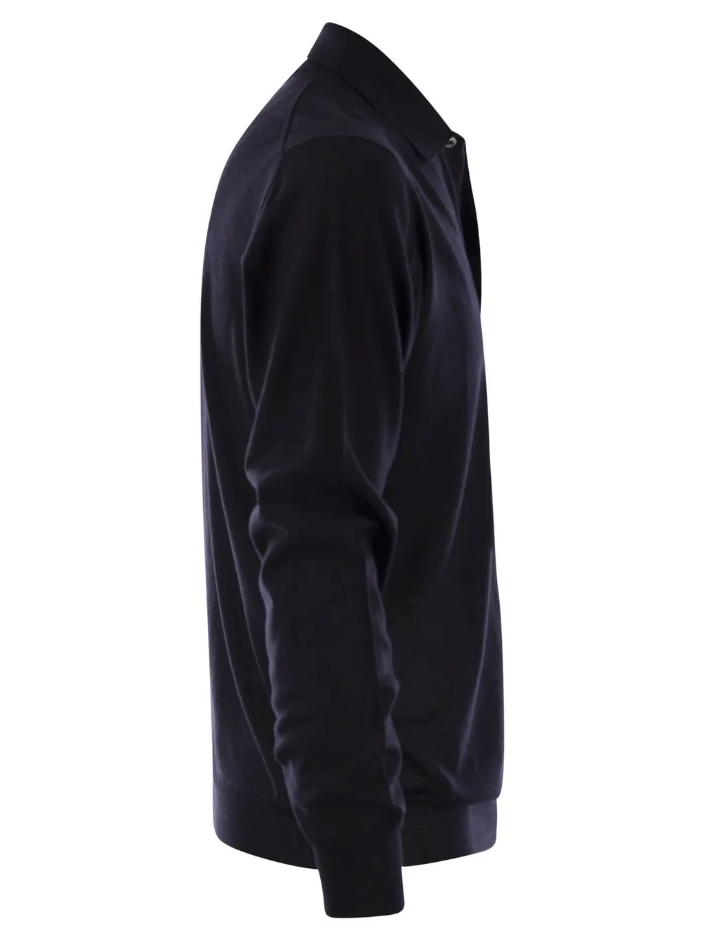 Fedeli Virgin Wool Long-Sleeve Polo Shirt