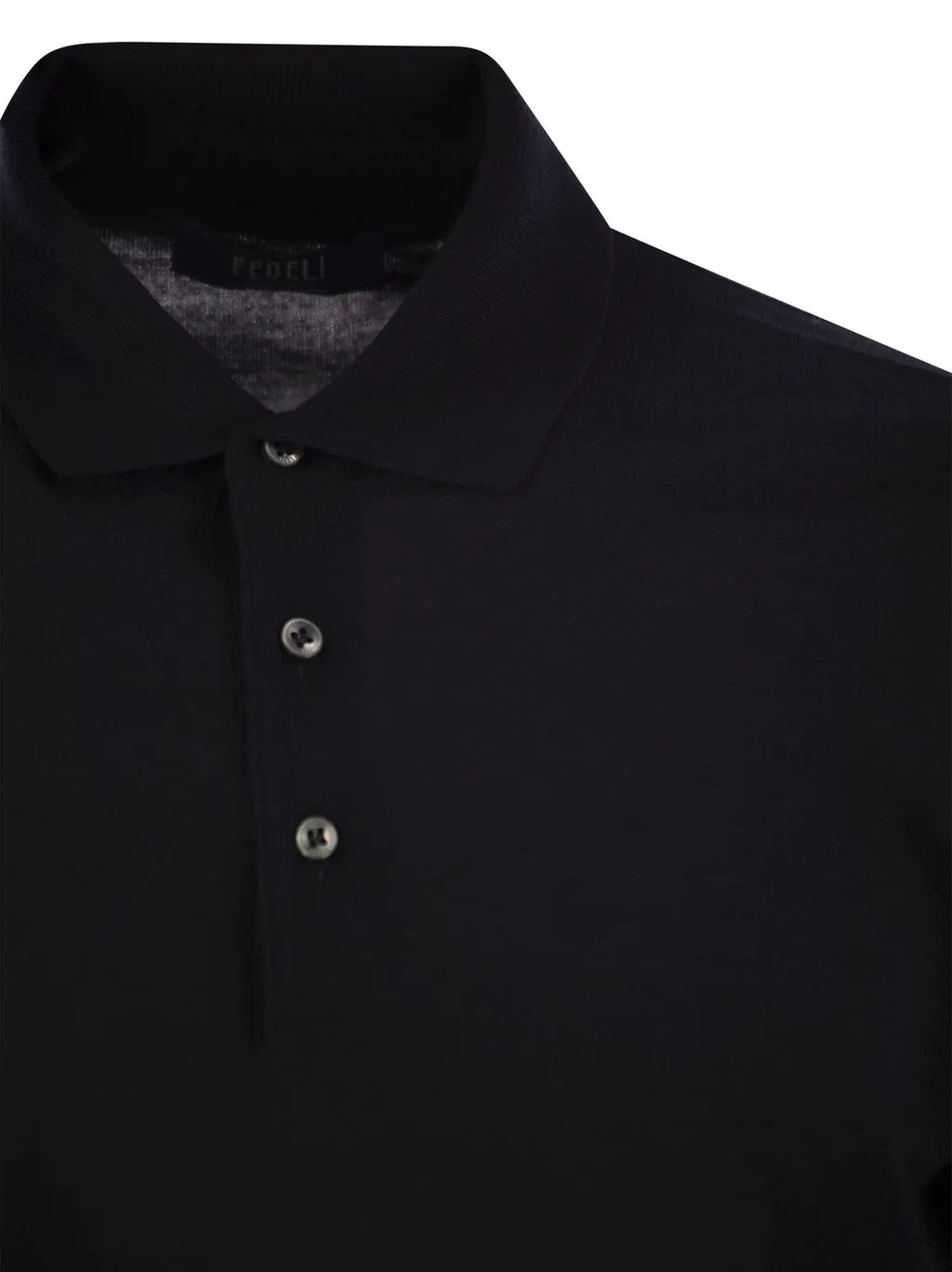Fedeli Virgin Wool Long-Sleeve Polo Shirt