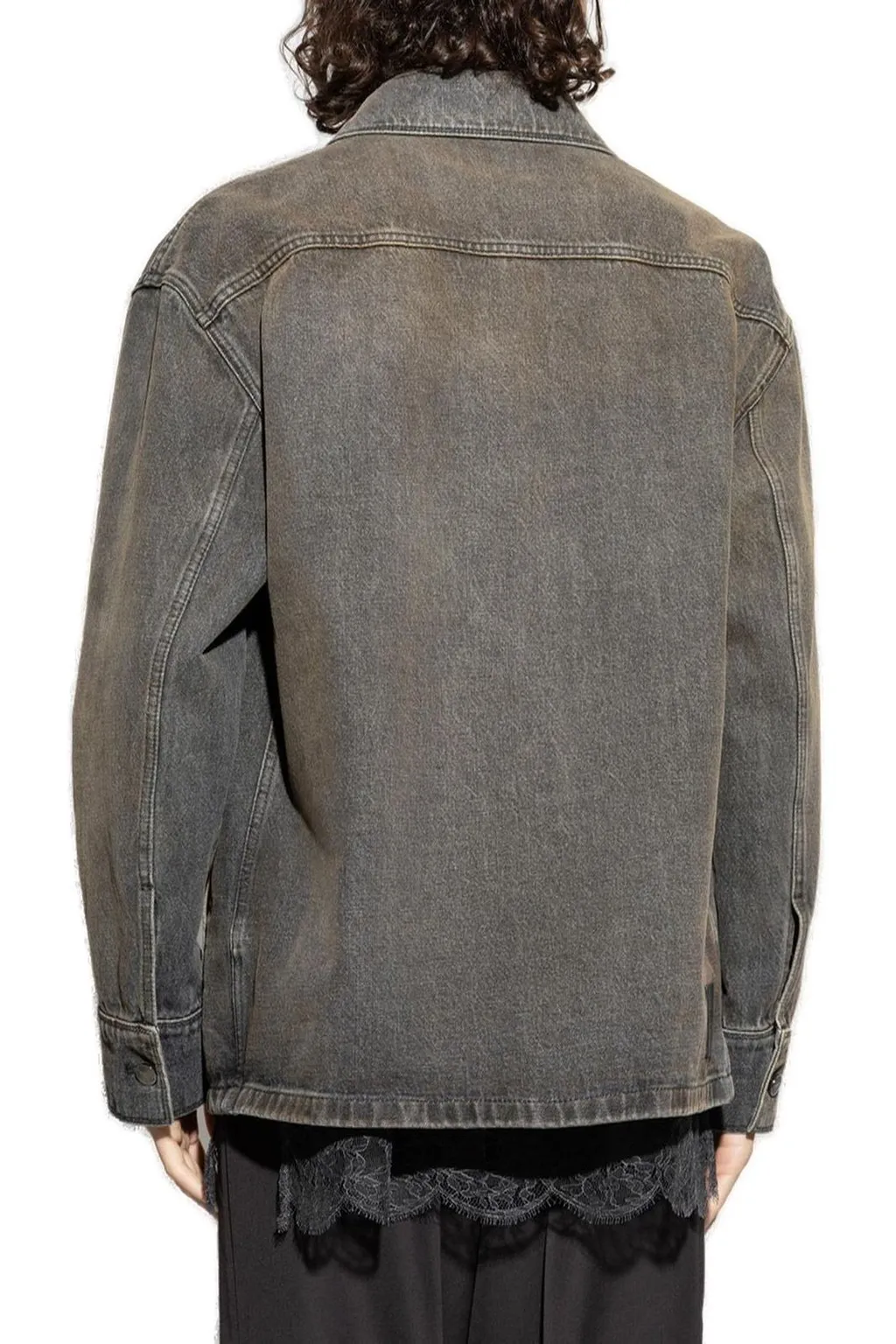Fendi Long Sleeved Overdyed Denim Shirt