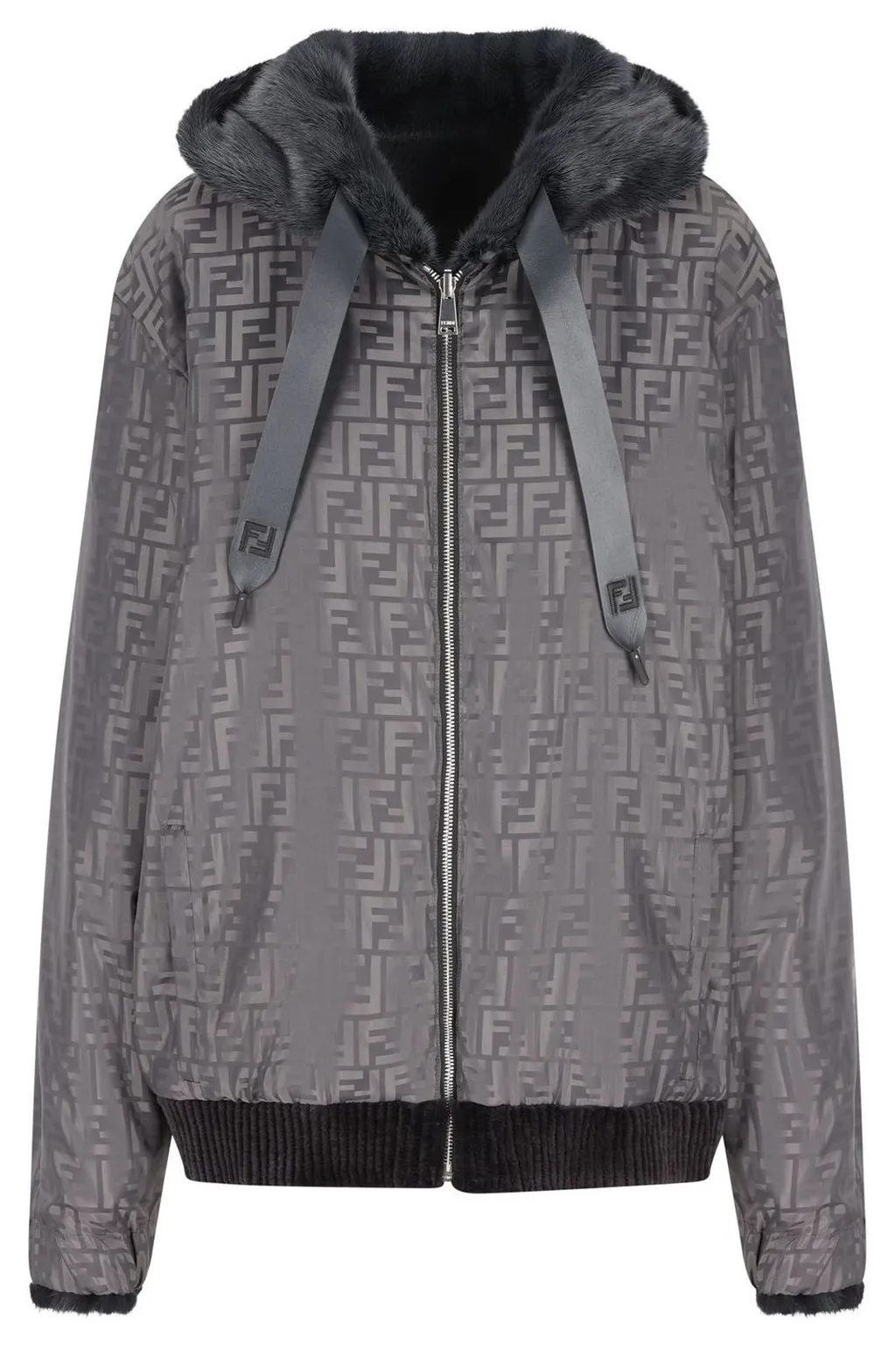 Fendi Logo Detailed Hooded Reversible Jacket