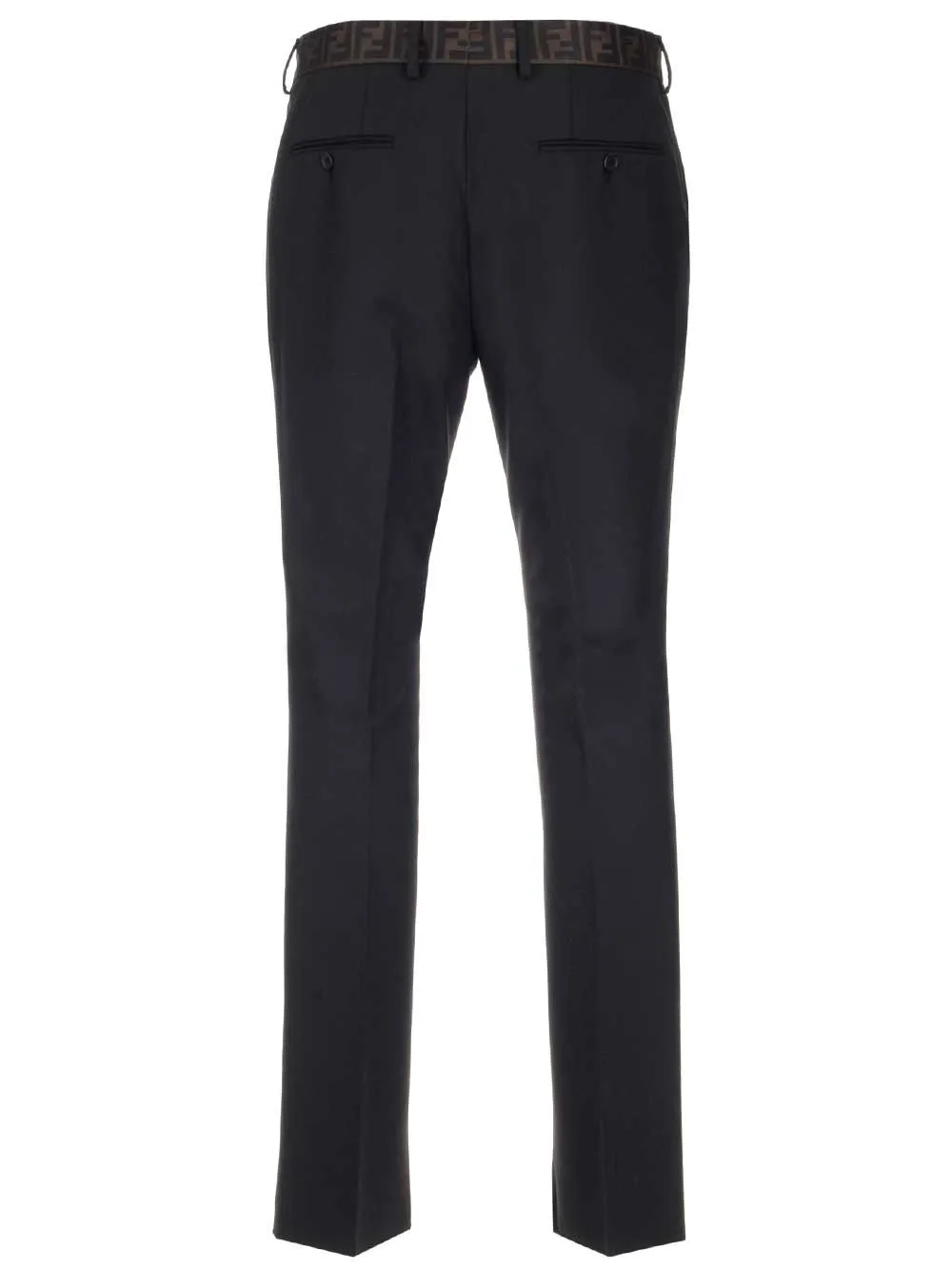Fendi Logo Tape Waistband Tailored Pants