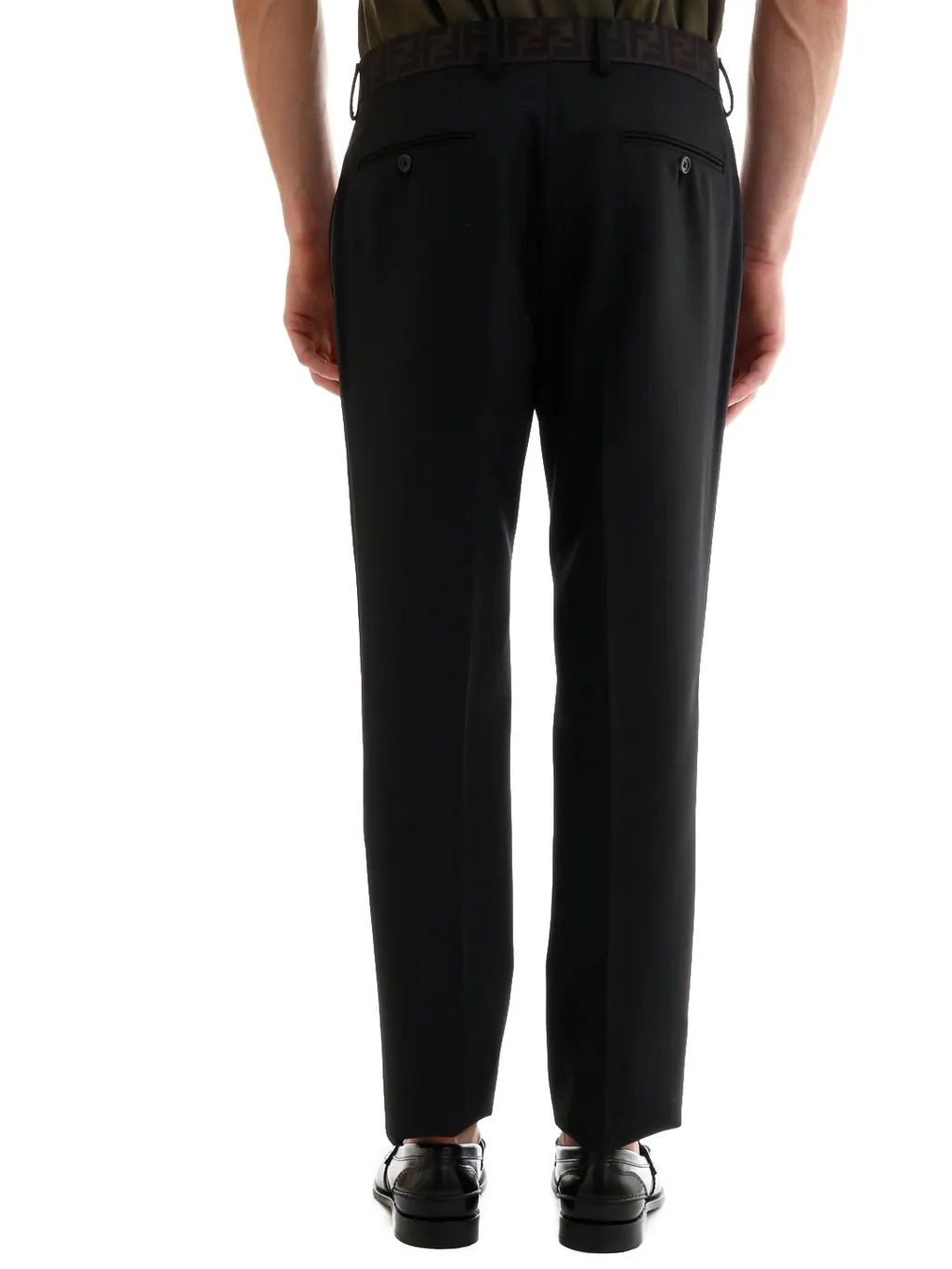 Fendi Logo Tape Waistband Tailored Pants