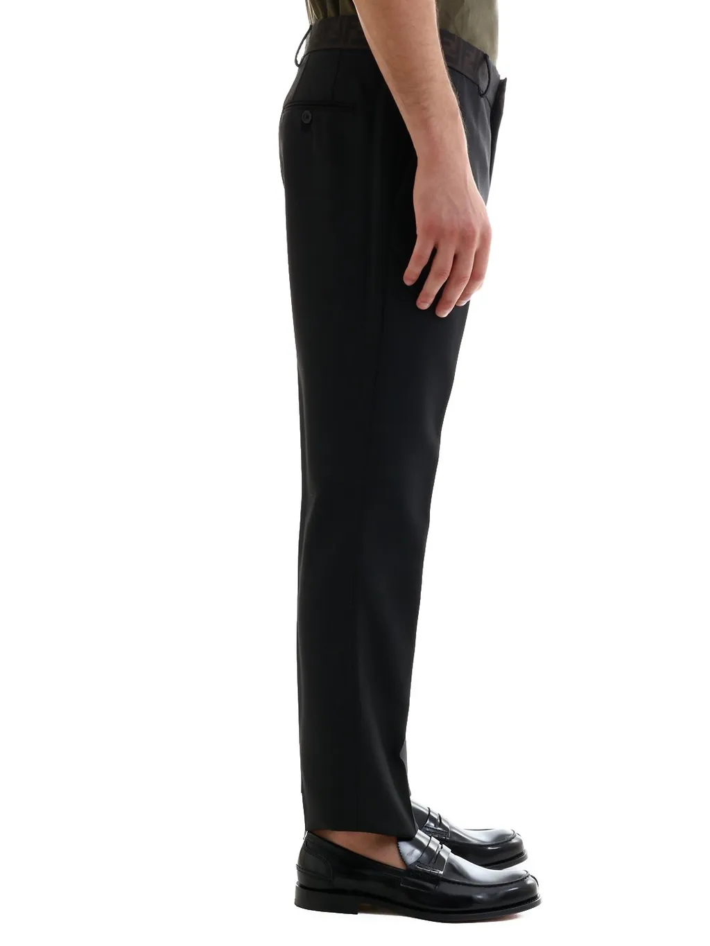 Fendi Logo Tape Waistband Tailored Pants