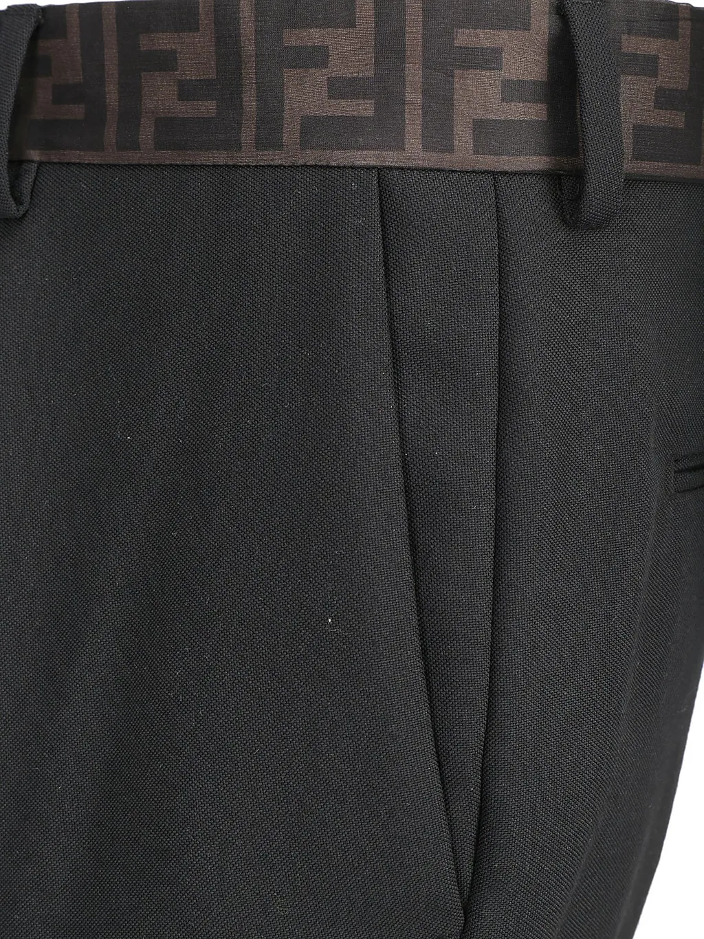 Fendi Logo Tape Waistband Tailored Pants
