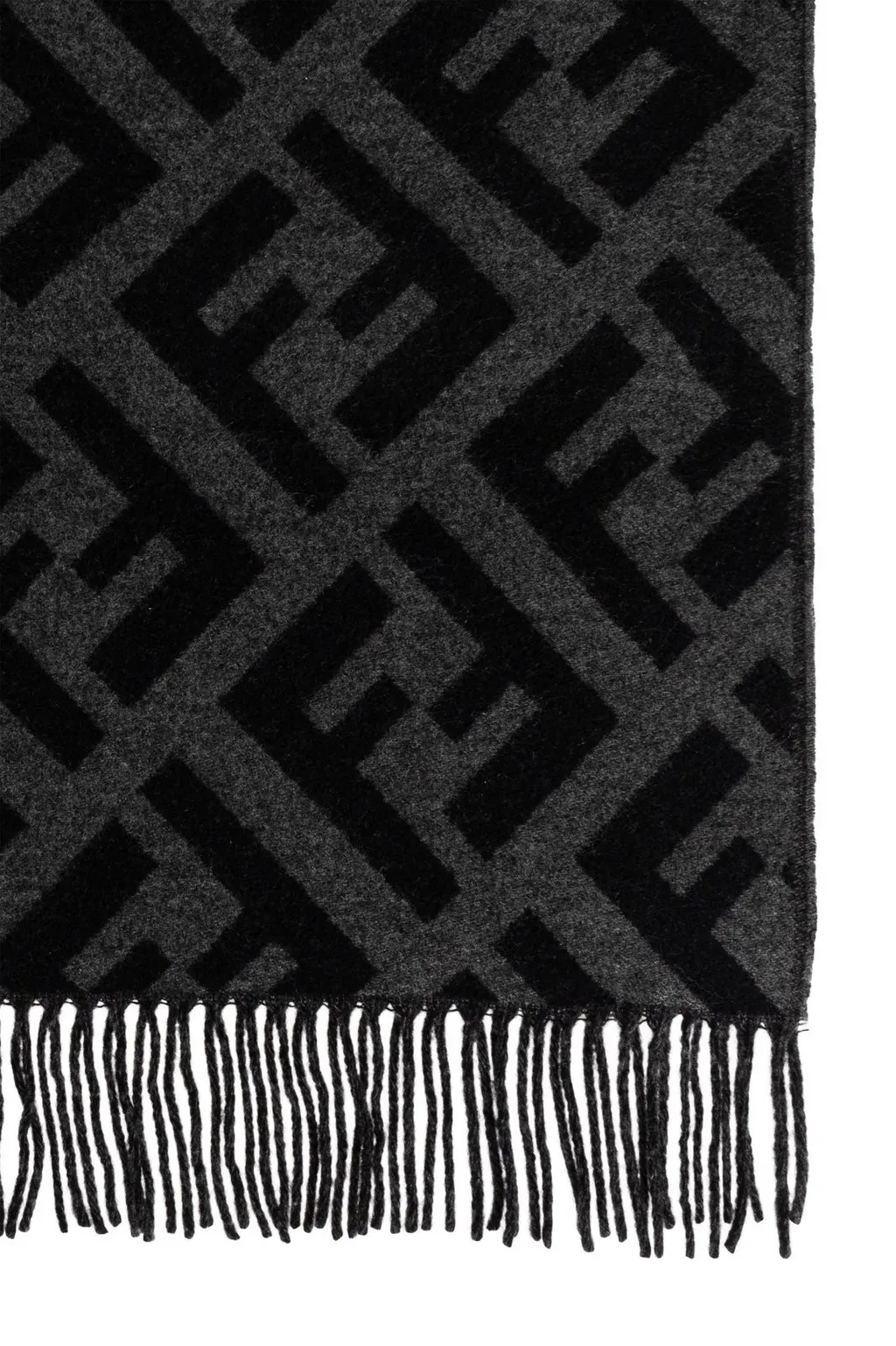 Fendi Logo Jacquard Fringed Scarf