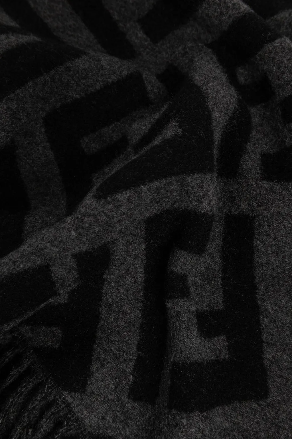 Fendi Logo Jacquard Fringed Scarf