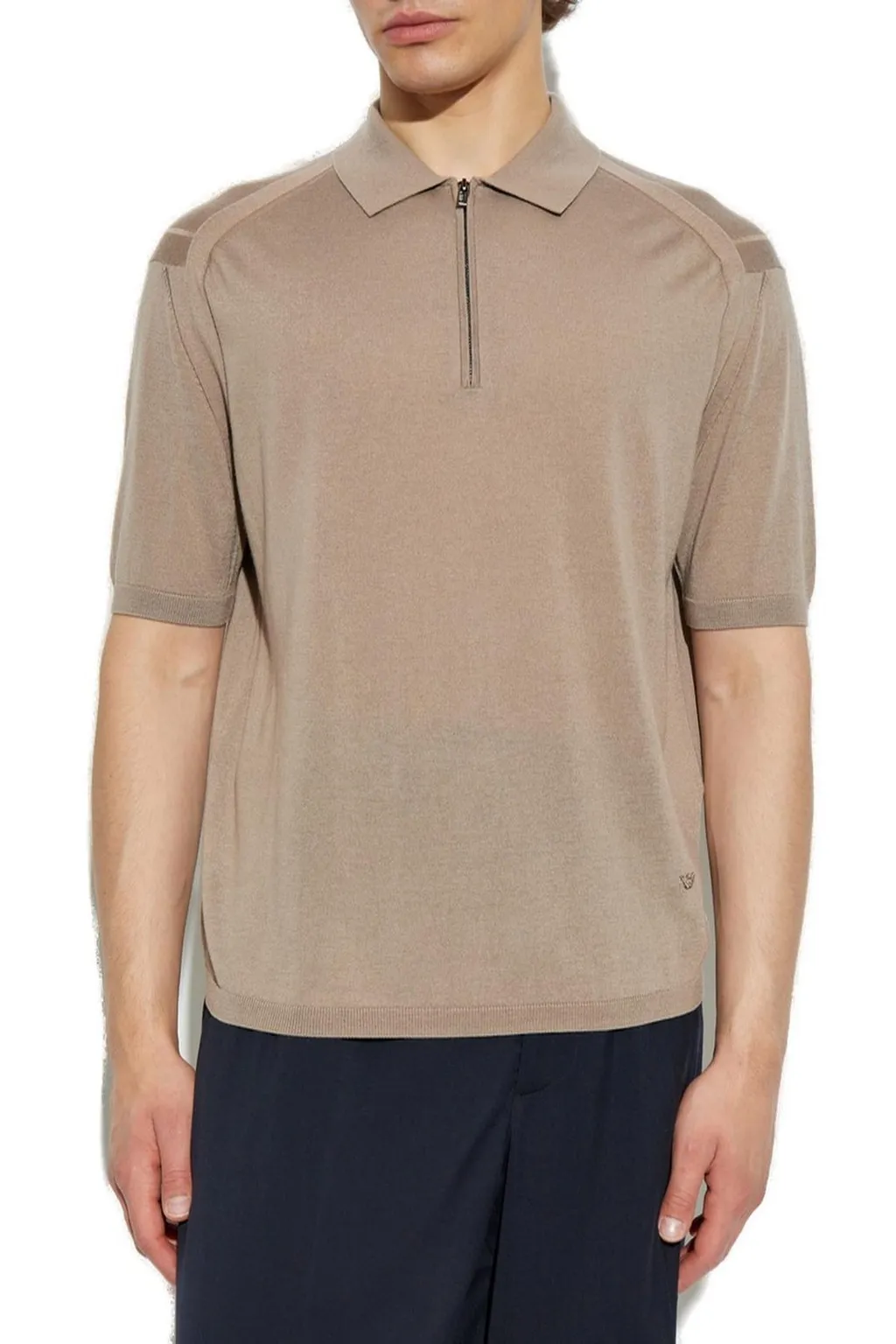 Emporio Armani Zip Detailed Short-Sleeved Polo Shirt