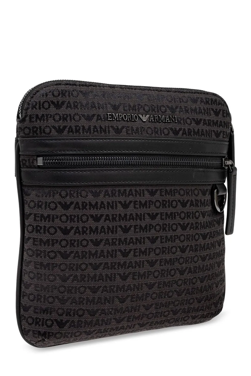 Emporio Armani All-Over Lettering Jacquard Flat Shoulder Bag