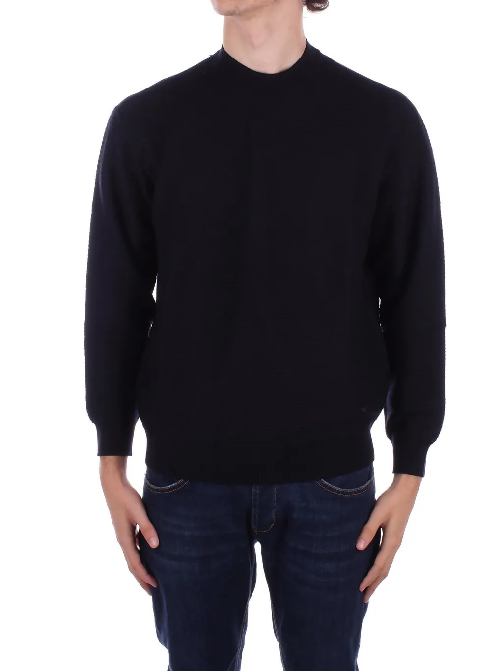 Emporio Armani Micro-Textured Weave Mock-Neck Jumper
