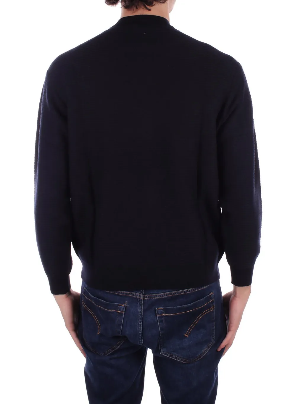 Emporio Armani Micro-Textured Weave Mock-Neck Jumper