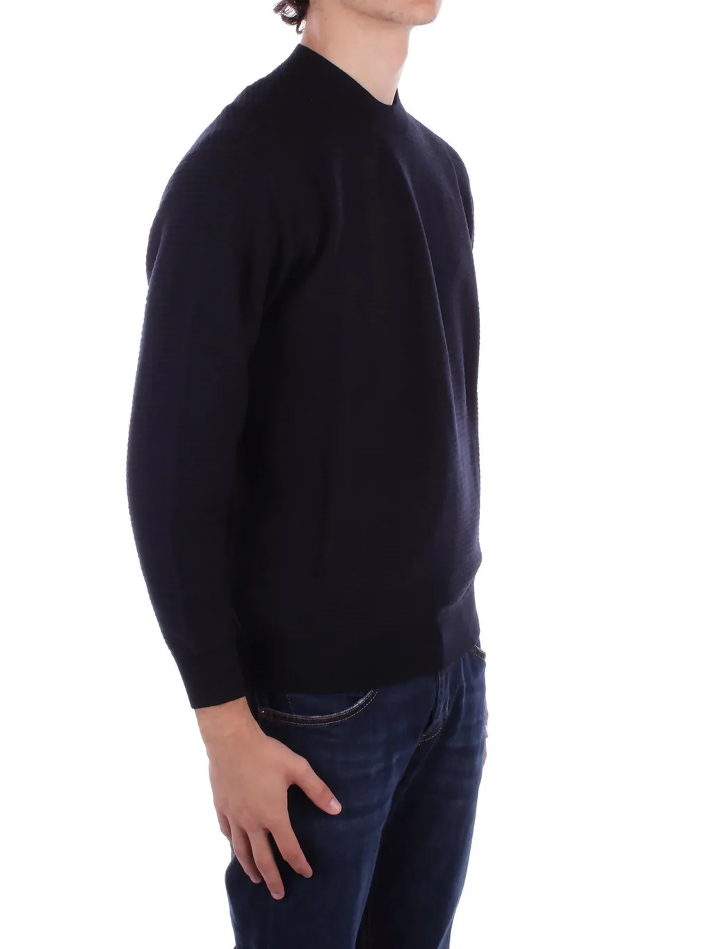 Emporio Armani Micro-Textured Weave Mock-Neck Jumper