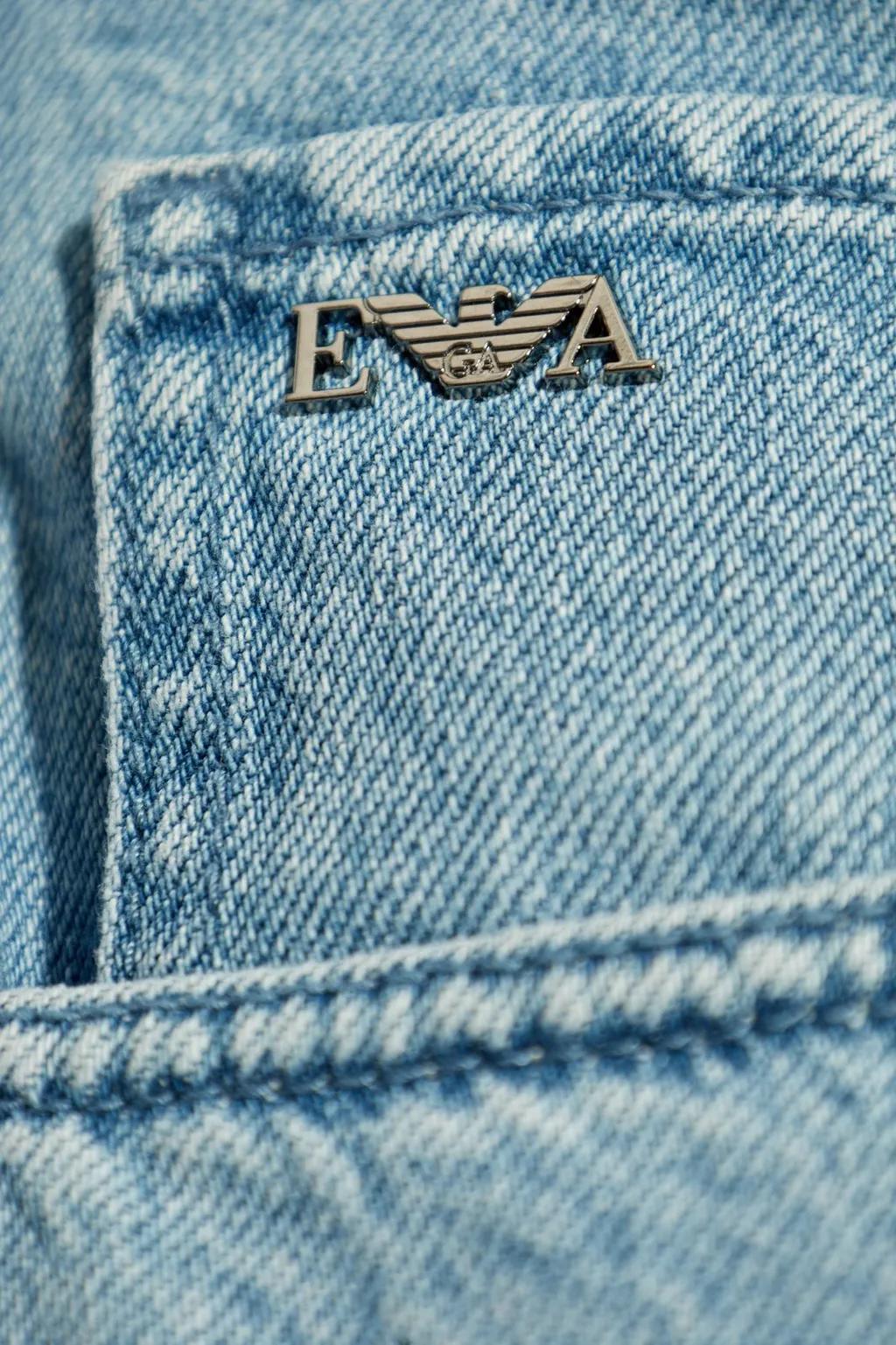 Emporio Armani Logo Plaque Denim Shorts