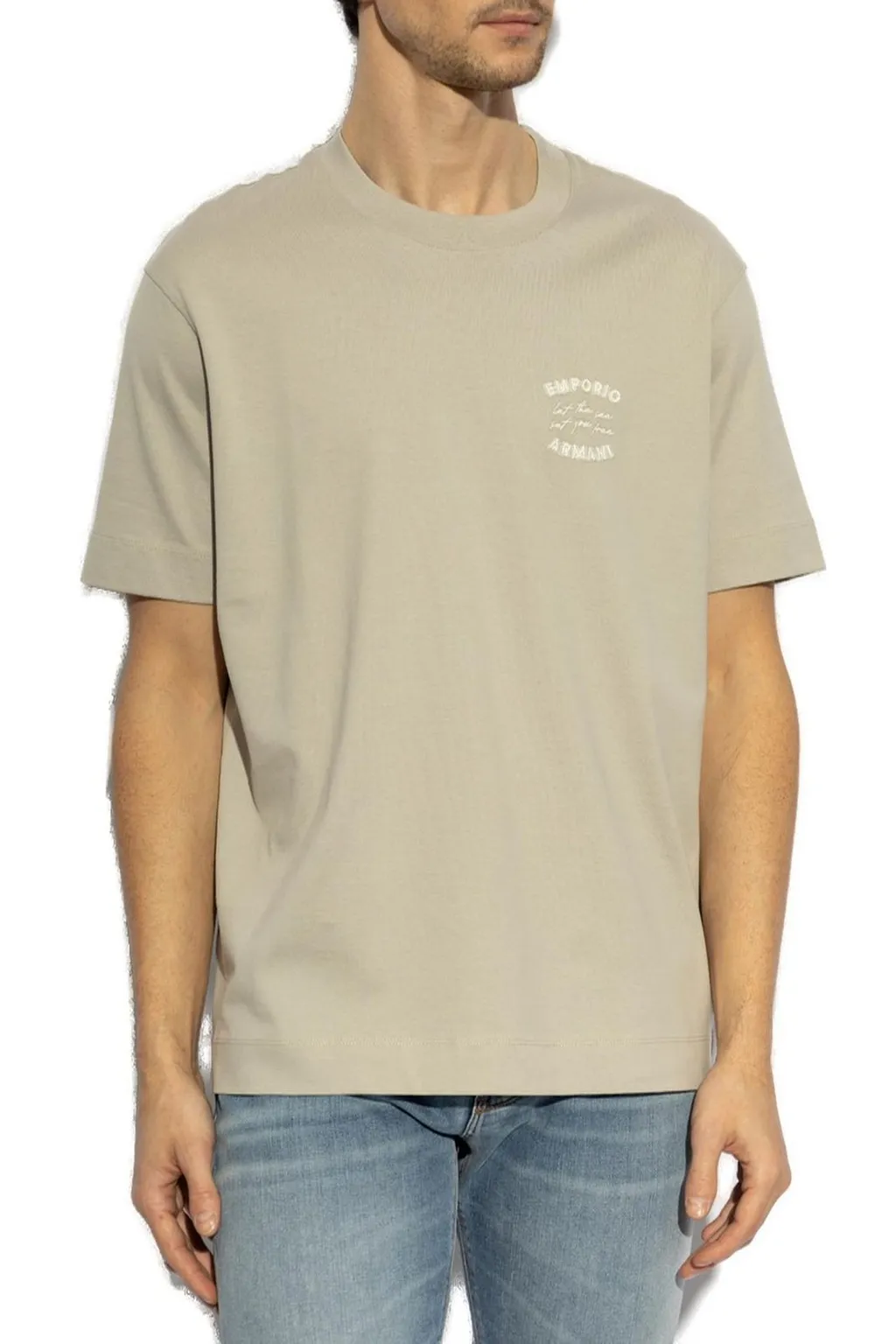 Emporio Armani Logo Embroidered Crewneck T-Shirt