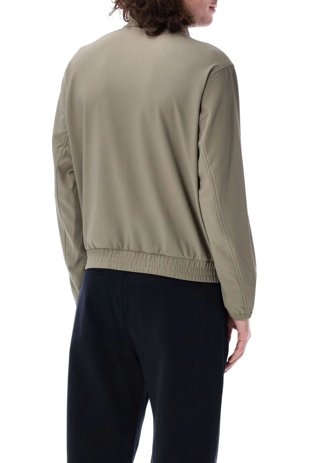 Emporio Armani Canneté-Effect Stretch Full-Zip Blouson
