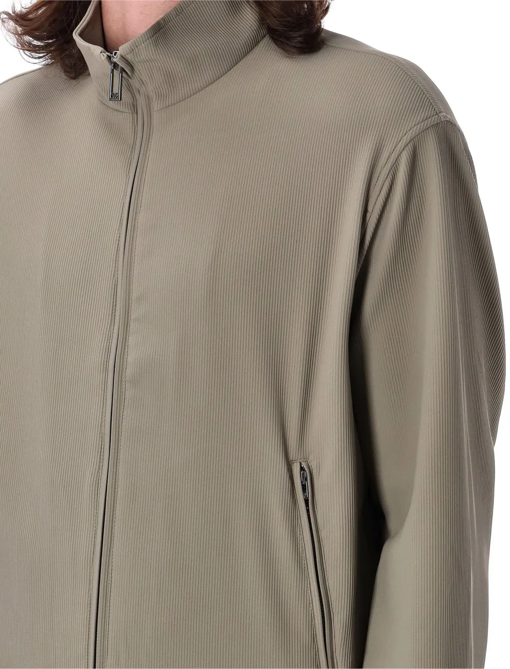 Emporio Armani Canneté-Effect Stretch Full-Zip Blouson