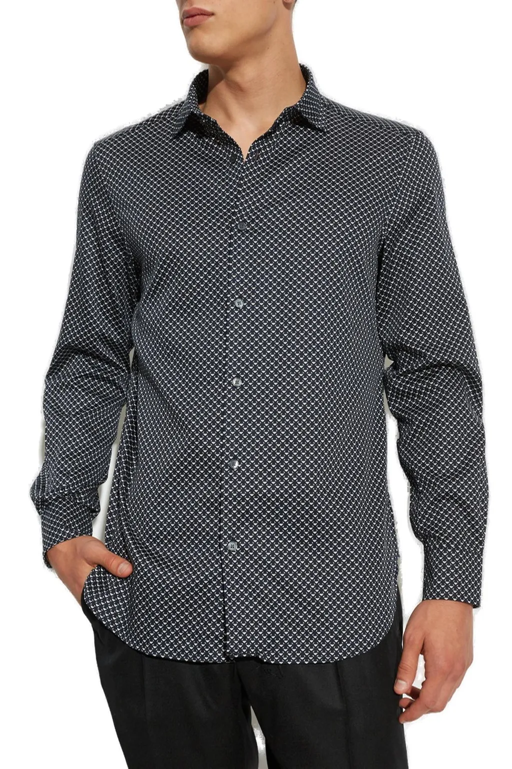 Emporio Armani Monogram Printed Buttoned Shirt