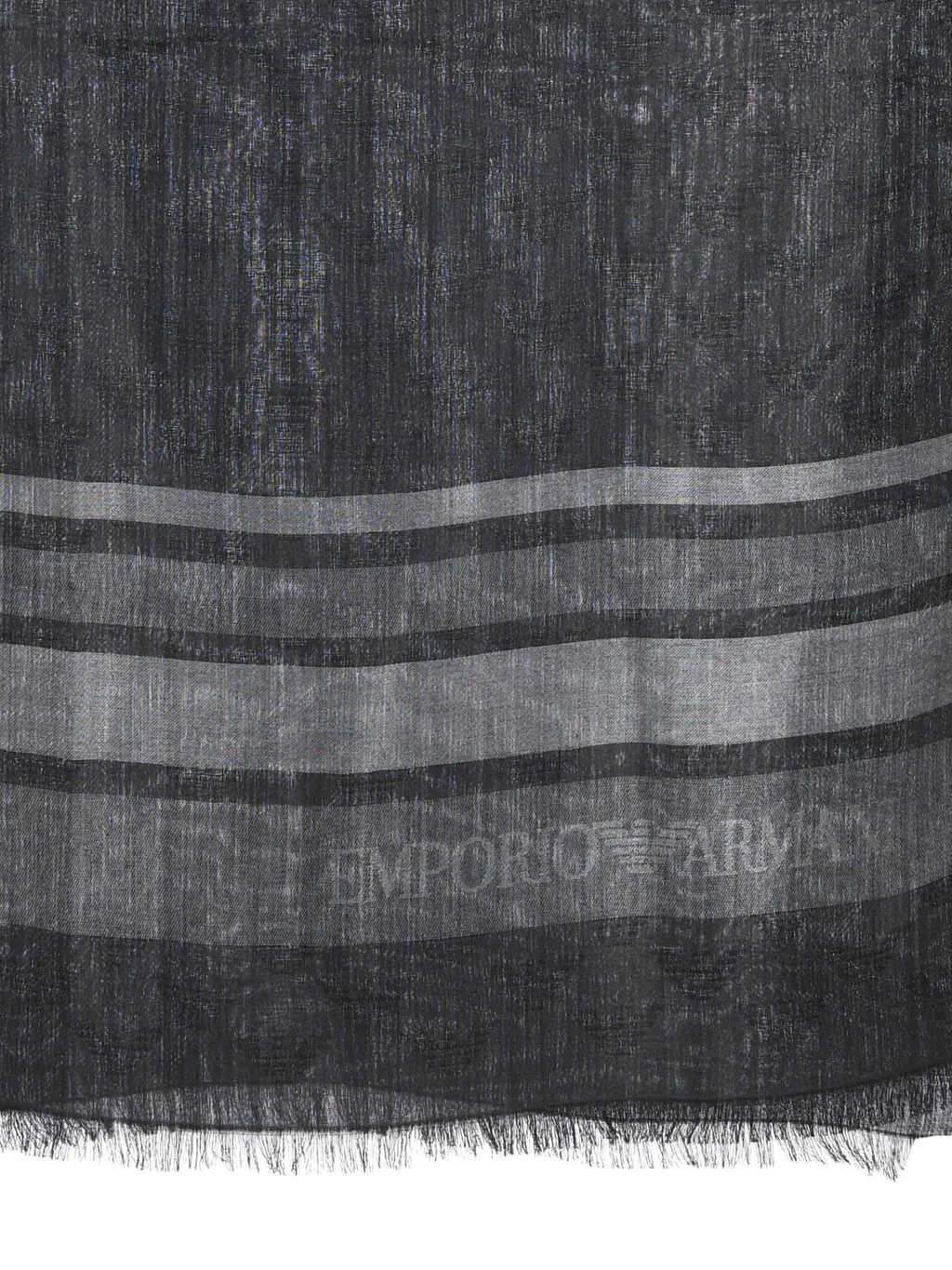 Emporio Armani Logo Jacquard Striped Frayed Scarf