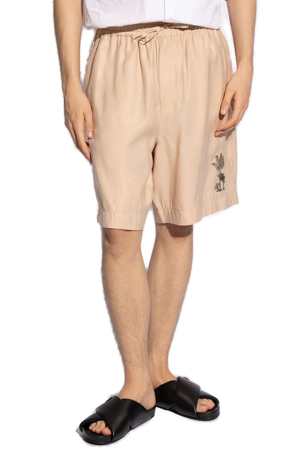 Emporio Armani Floral-Embroidered Drawstring Bermuda Shorts