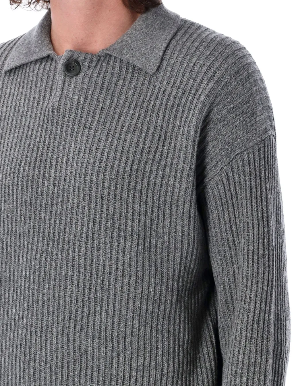Emporio Armani Fisherman's-Knit Long Sleeved Polo Shirt