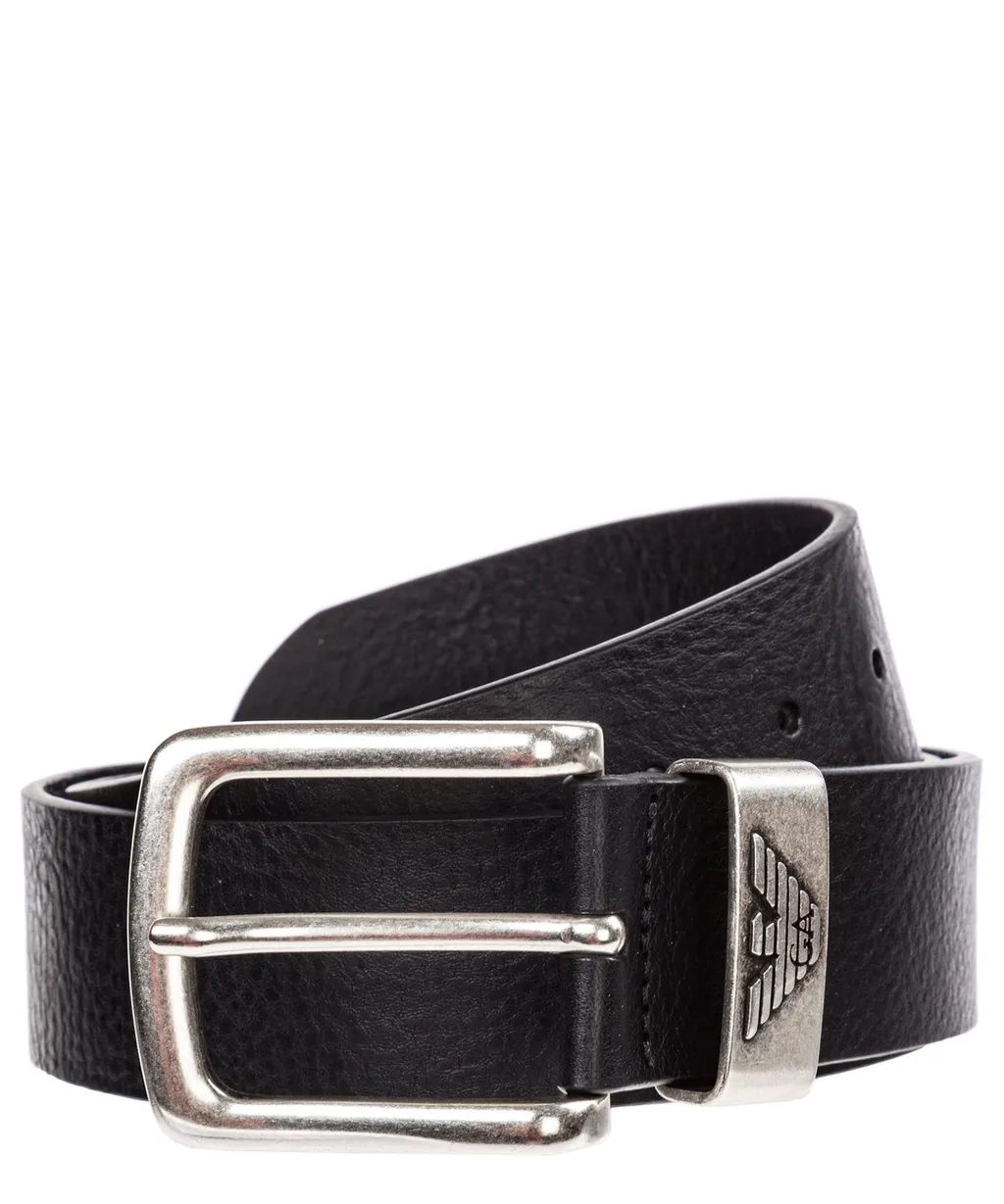 Emporio Armani Logo Engraved Buckle Belt