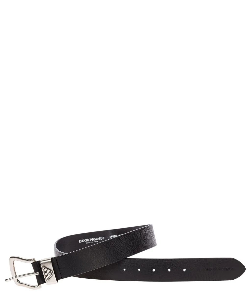 Emporio Armani Logo Engraved Buckle Belt