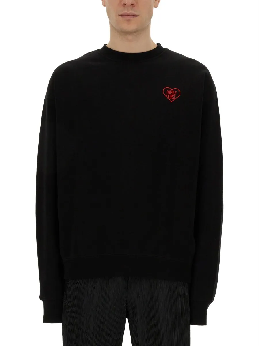 Family First Heart Embroidered Sweater