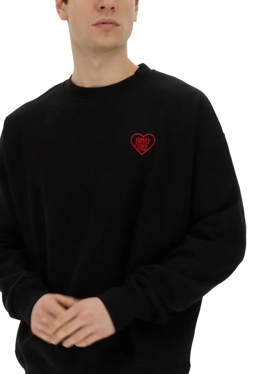 Family First Heart Embroidered Sweater