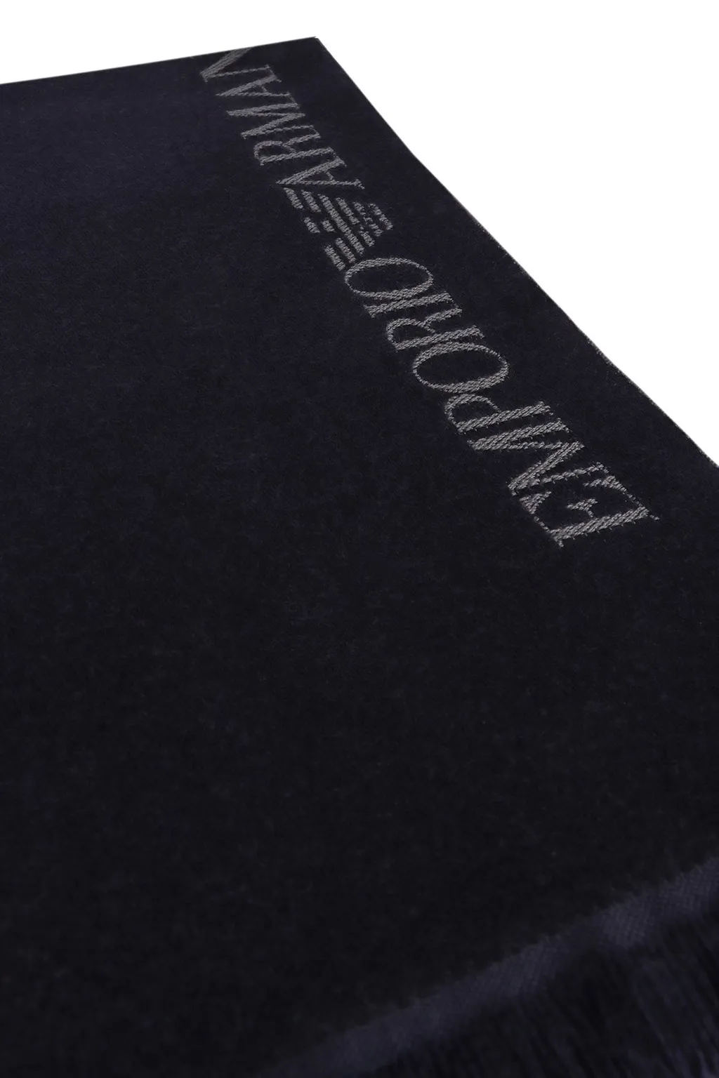 Emporio Armani Logo Jacquard Frayed Edge Scarf