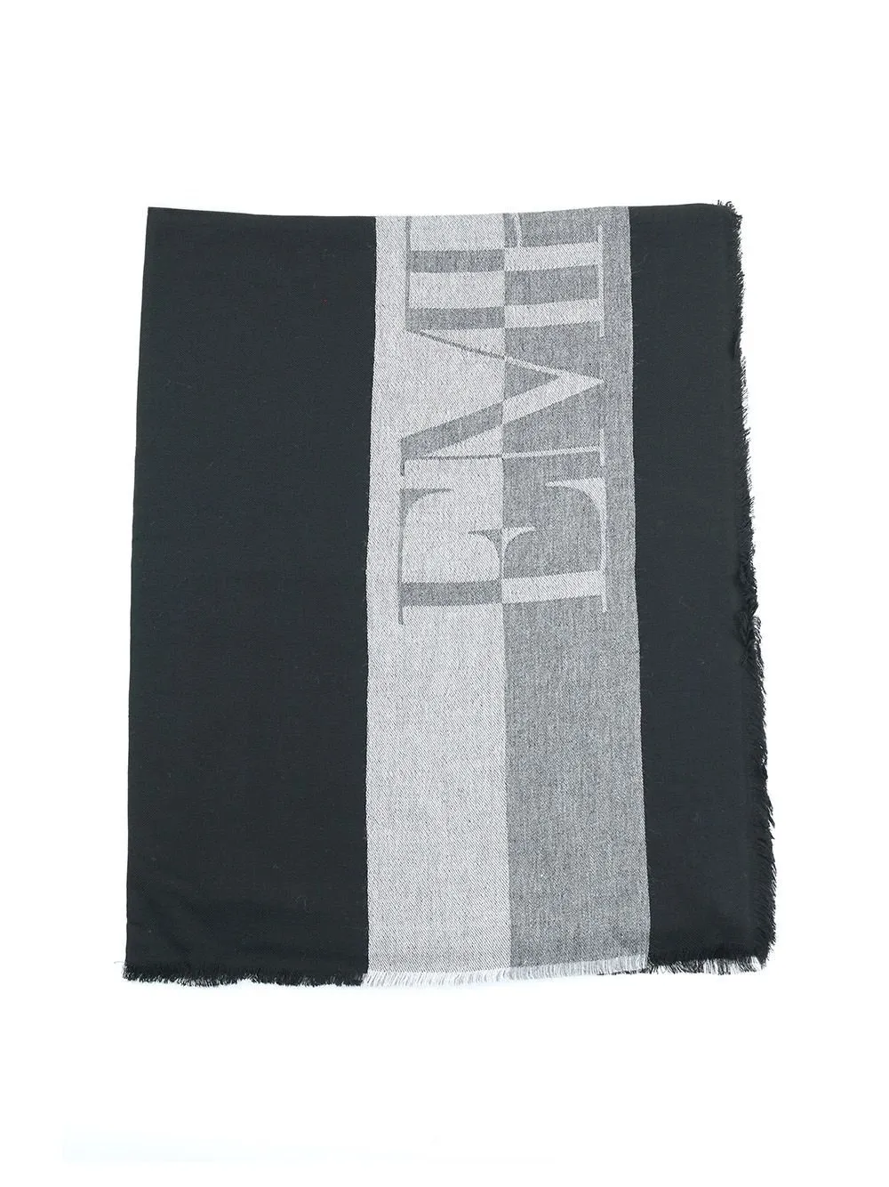 Emporio Armani Logo-Detailed Frayed-Edge Scarf