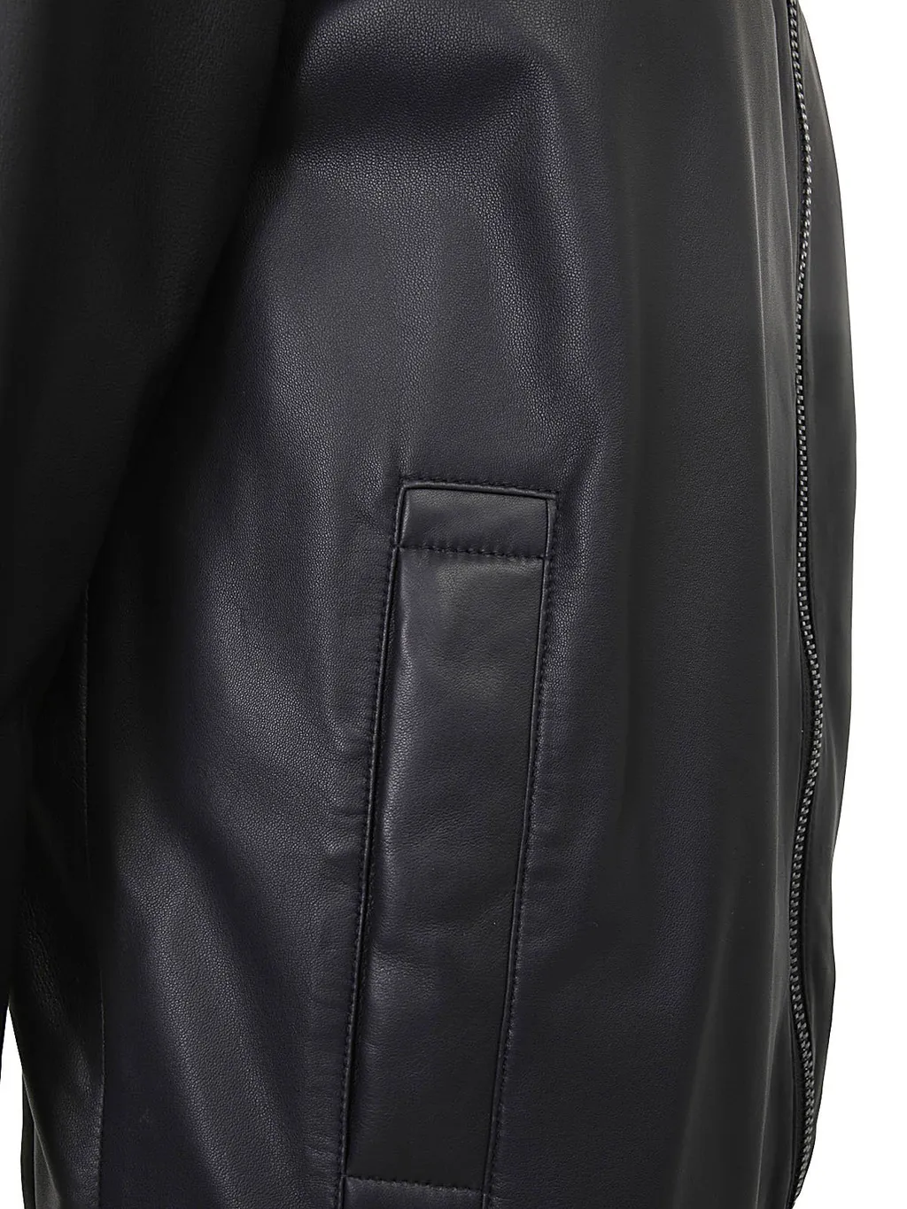 Emporio Armani Zip-Up Long Sleeved Leather Jacket