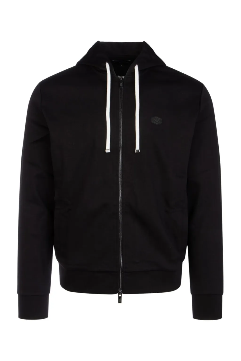 Emporio Armani Logo Patch Zipped Drawstring Hoodie
