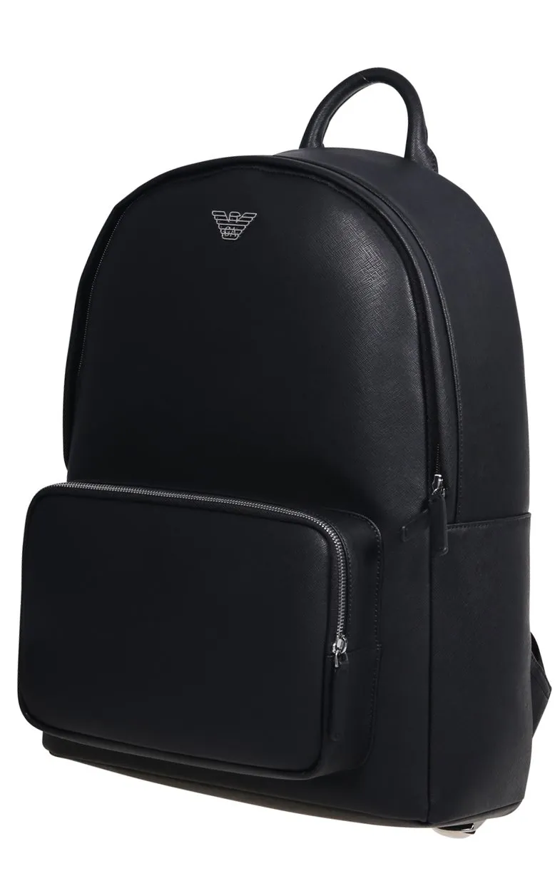 Emporio Armani Logo Plaque Zipped Backpack