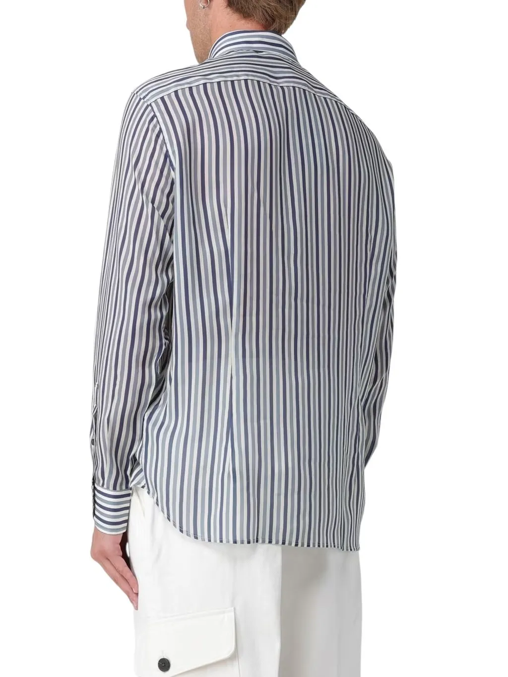 Emporio Armani Logo Embroidered Striped Shirt