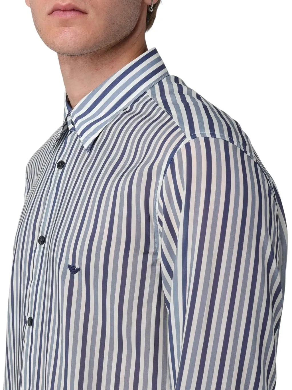 Emporio Armani Logo Embroidered Striped Shirt