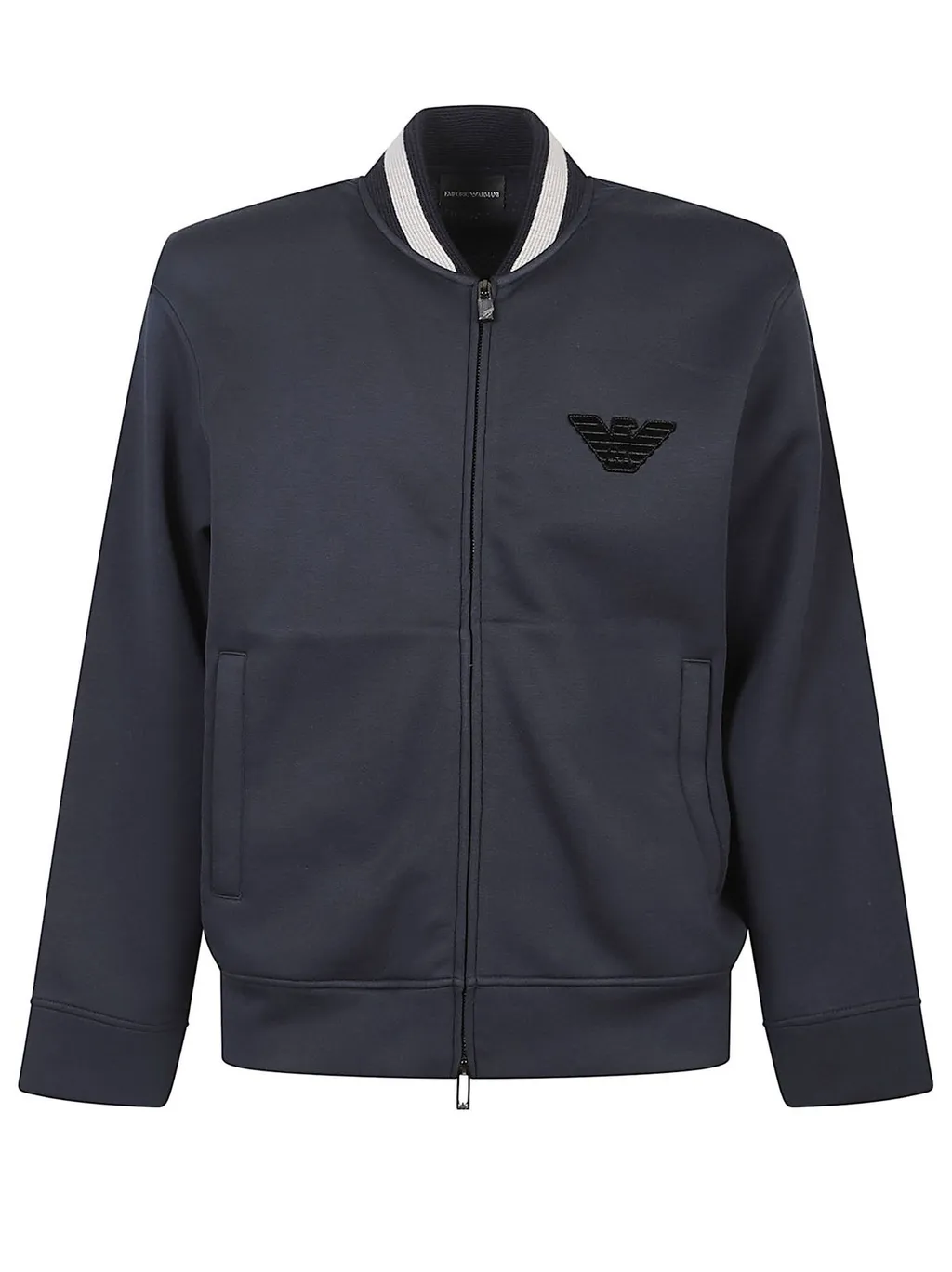 Emporio Armani Eagle Patch Double-Jersey Zip-Up Sweatshirt