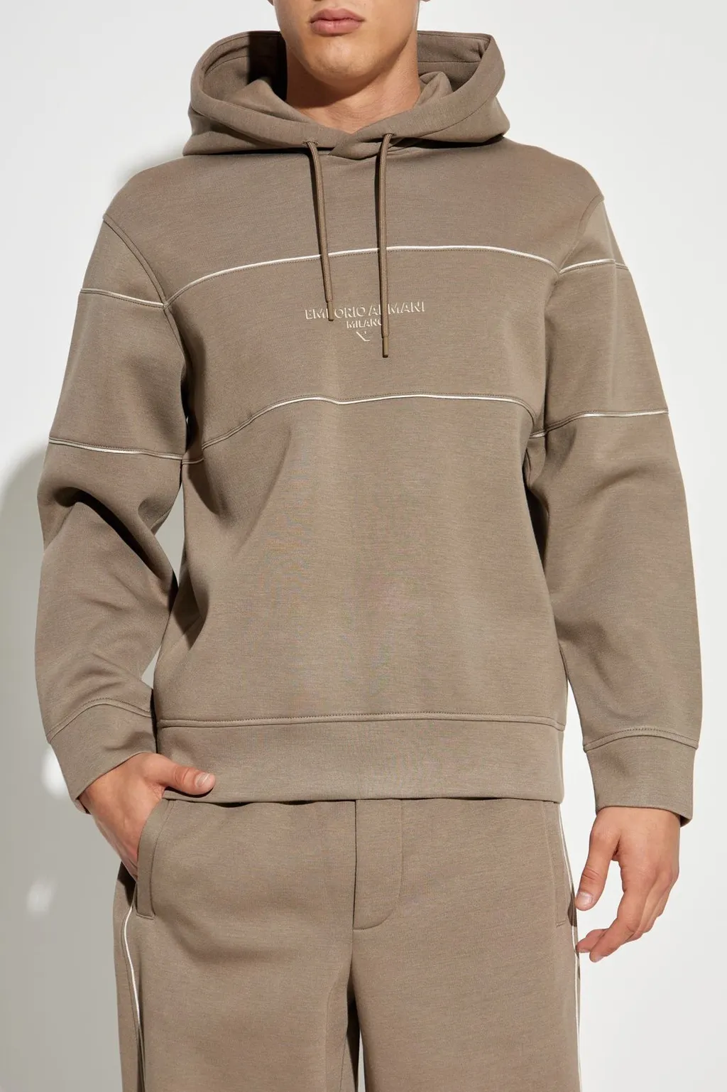 Emporio Armani Logo-Embossed Drawstring Hoodie
