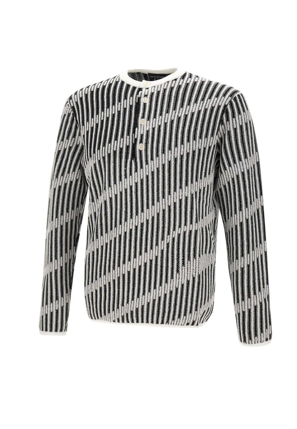 Emporio Armani Diagonal-Stripe Henley Crewneck Jumper