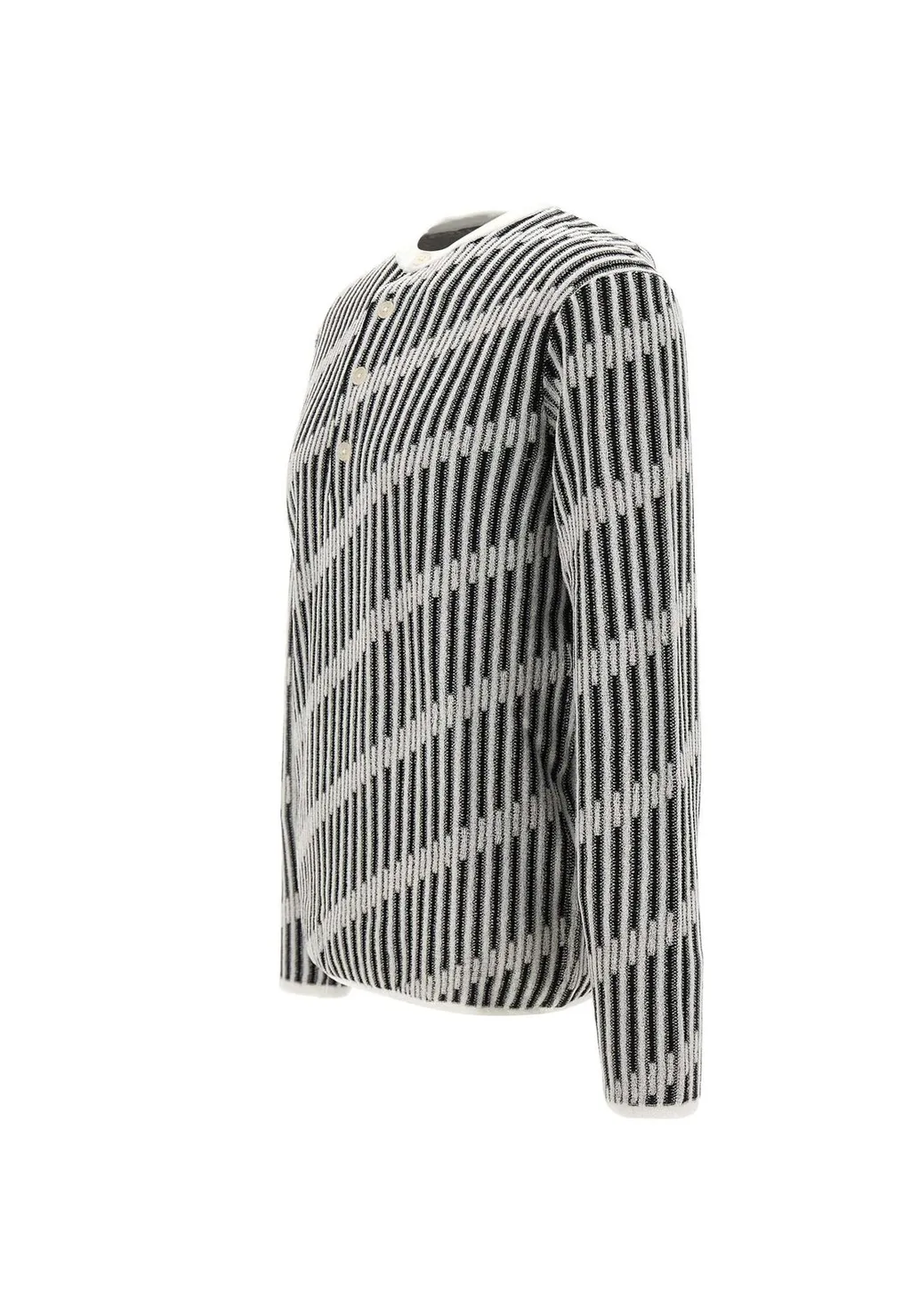 Emporio Armani Diagonal-Stripe Henley Crewneck Jumper