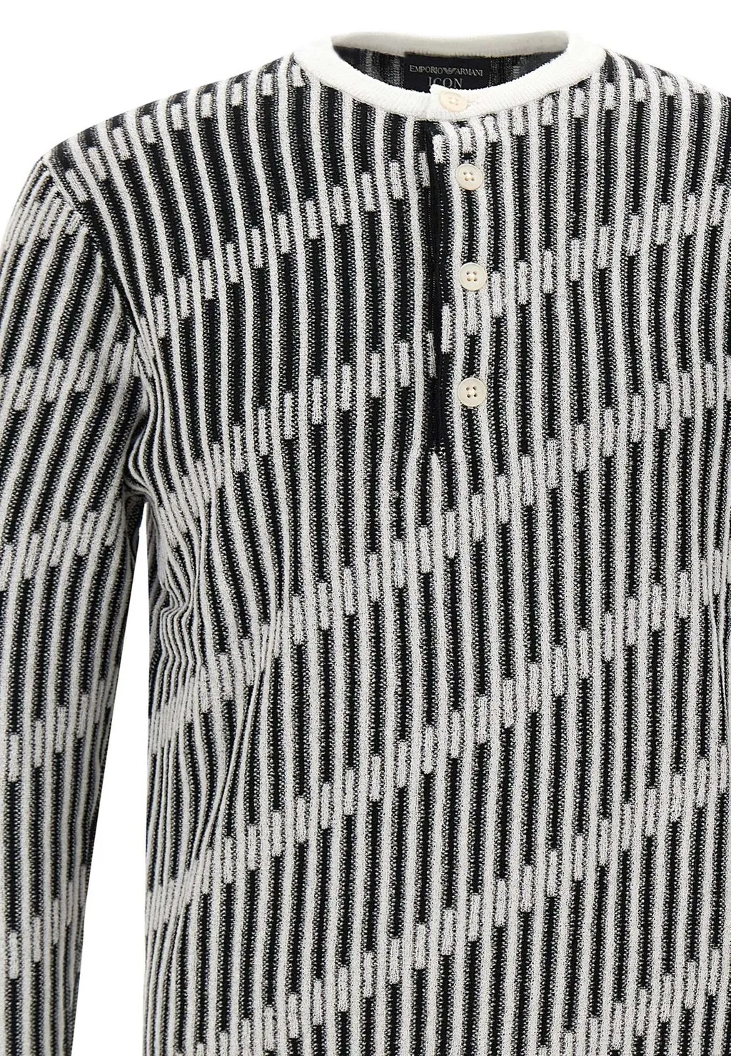 Emporio Armani Diagonal-Stripe Henley Crewneck Jumper