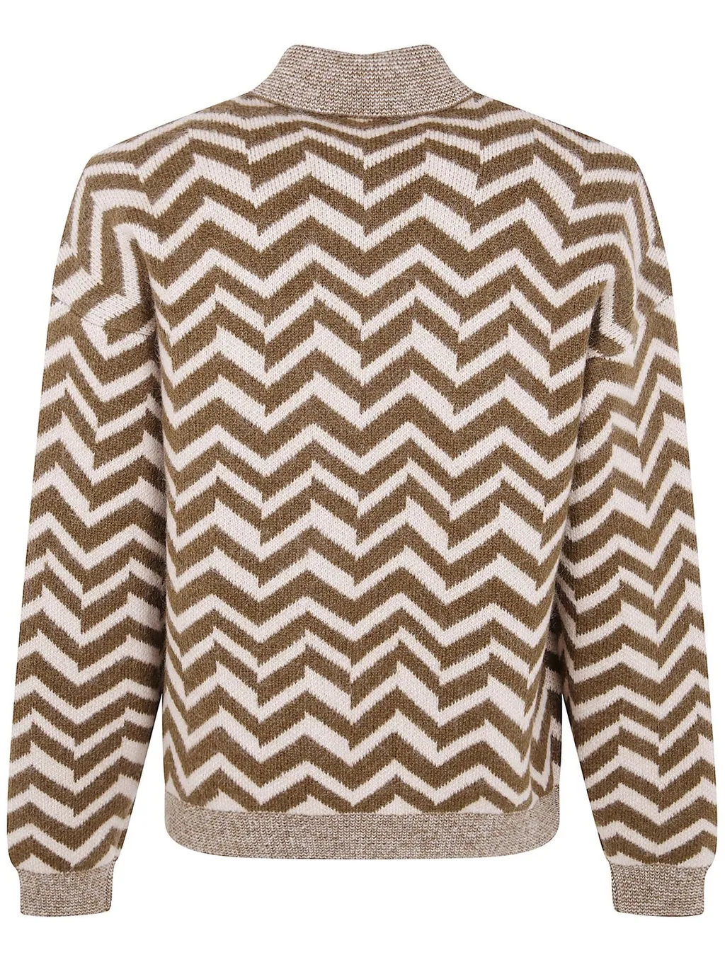 Emporio Armani Chevron-Patterned High Neck Ribbed Jumper