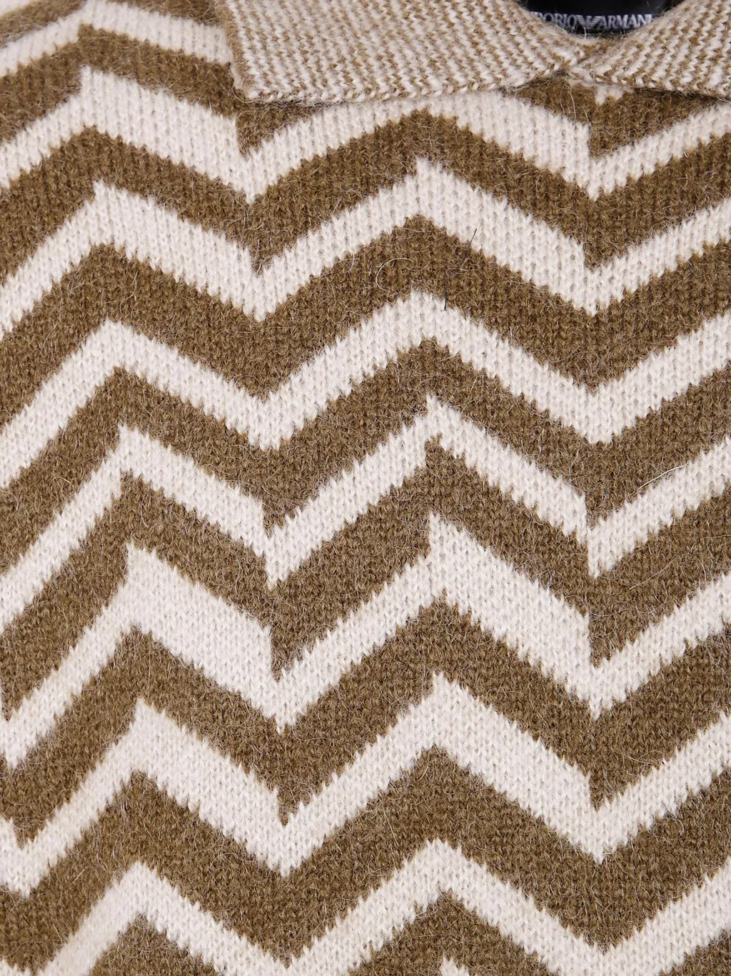 Emporio Armani Chevron-Patterned High Neck Ribbed Jumper