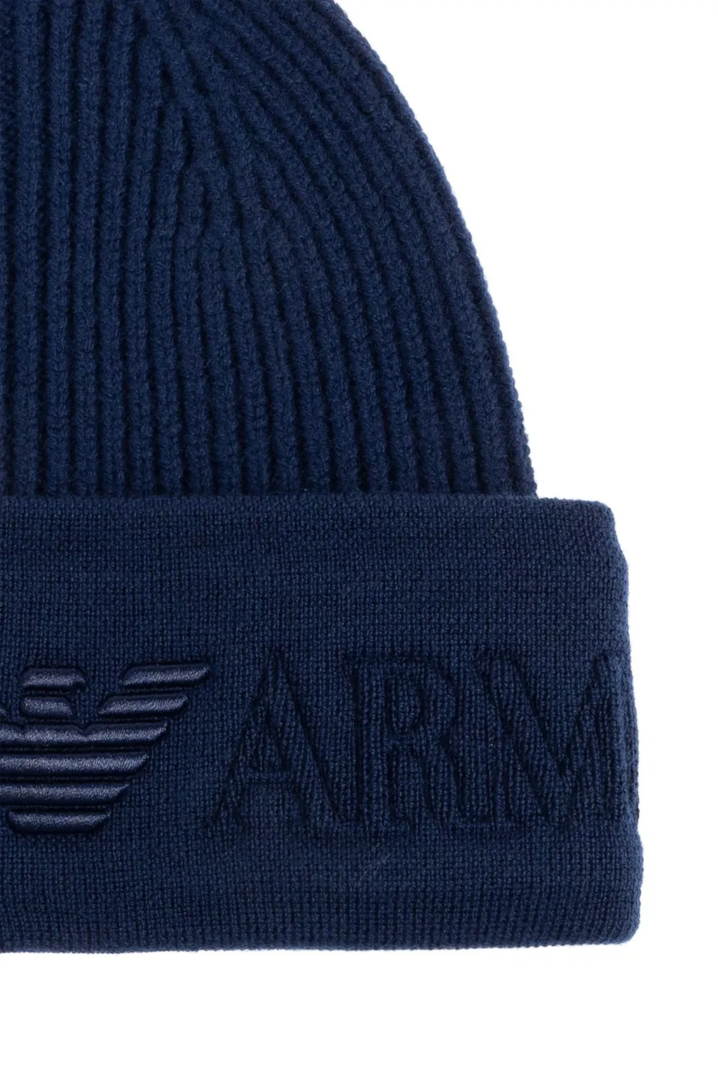 Emporio Armani Logo Embroidered Knitted Beanie