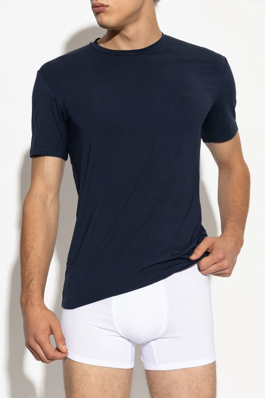 Emporio Armani Logo Embroidered Lingerie T Shirt
