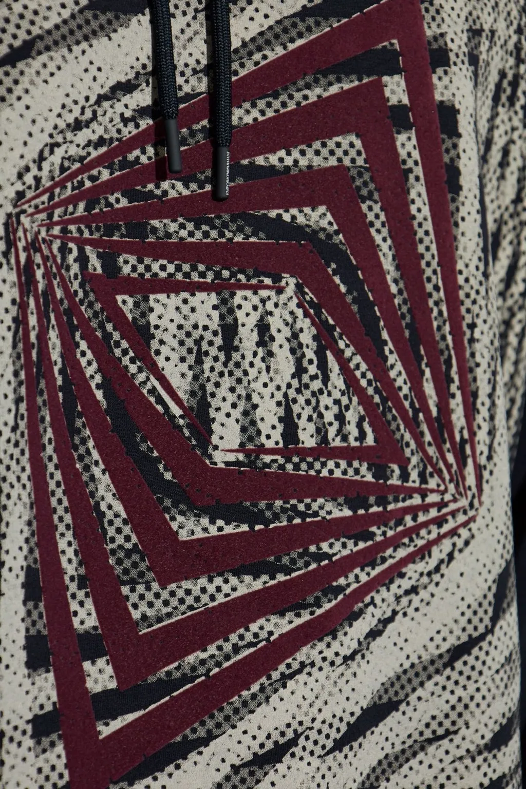 Emporio Armani Patterned Printed Drawstring Hoodie