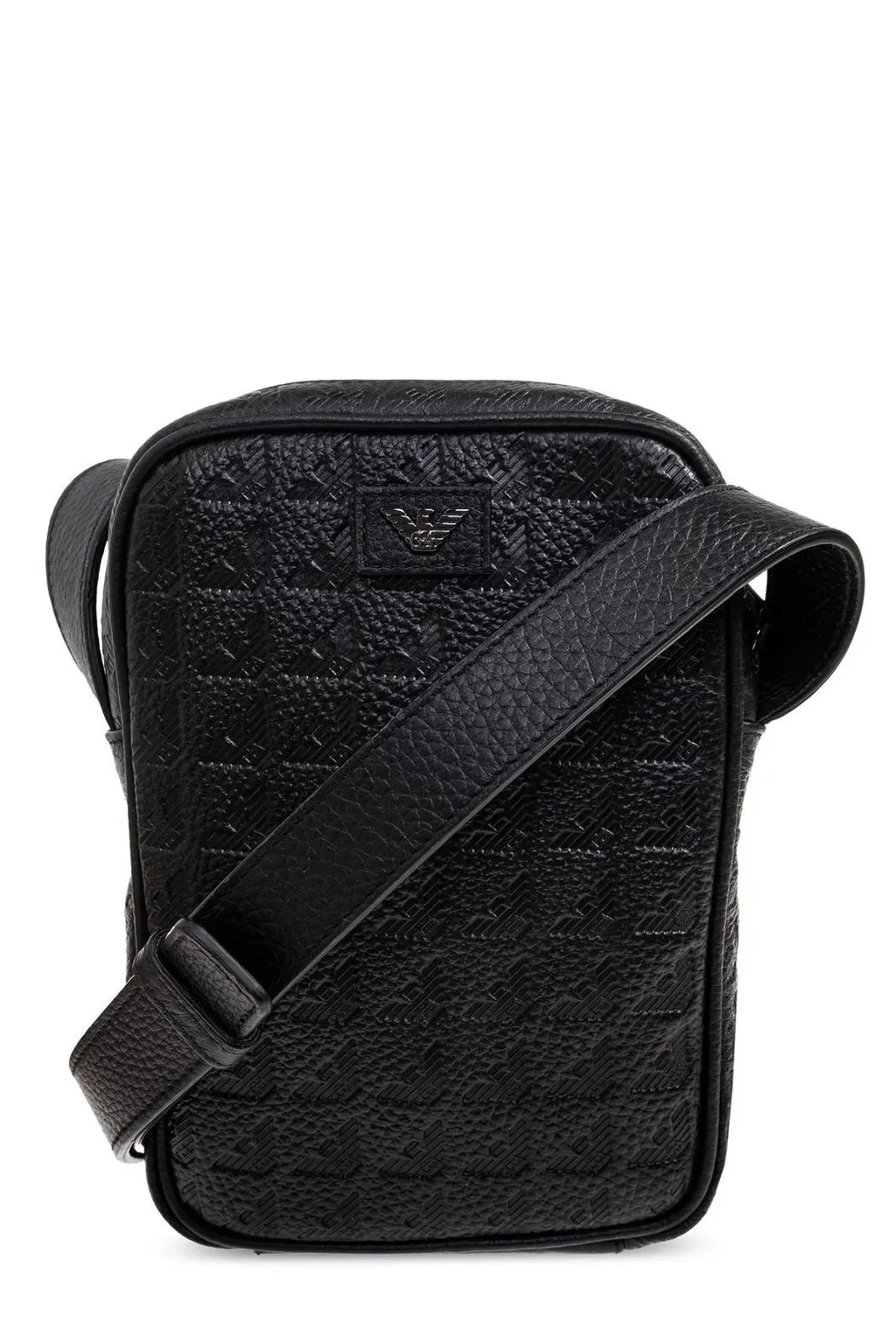 Emporio Armani Logo Embossed Zip-Up Messenger Bag