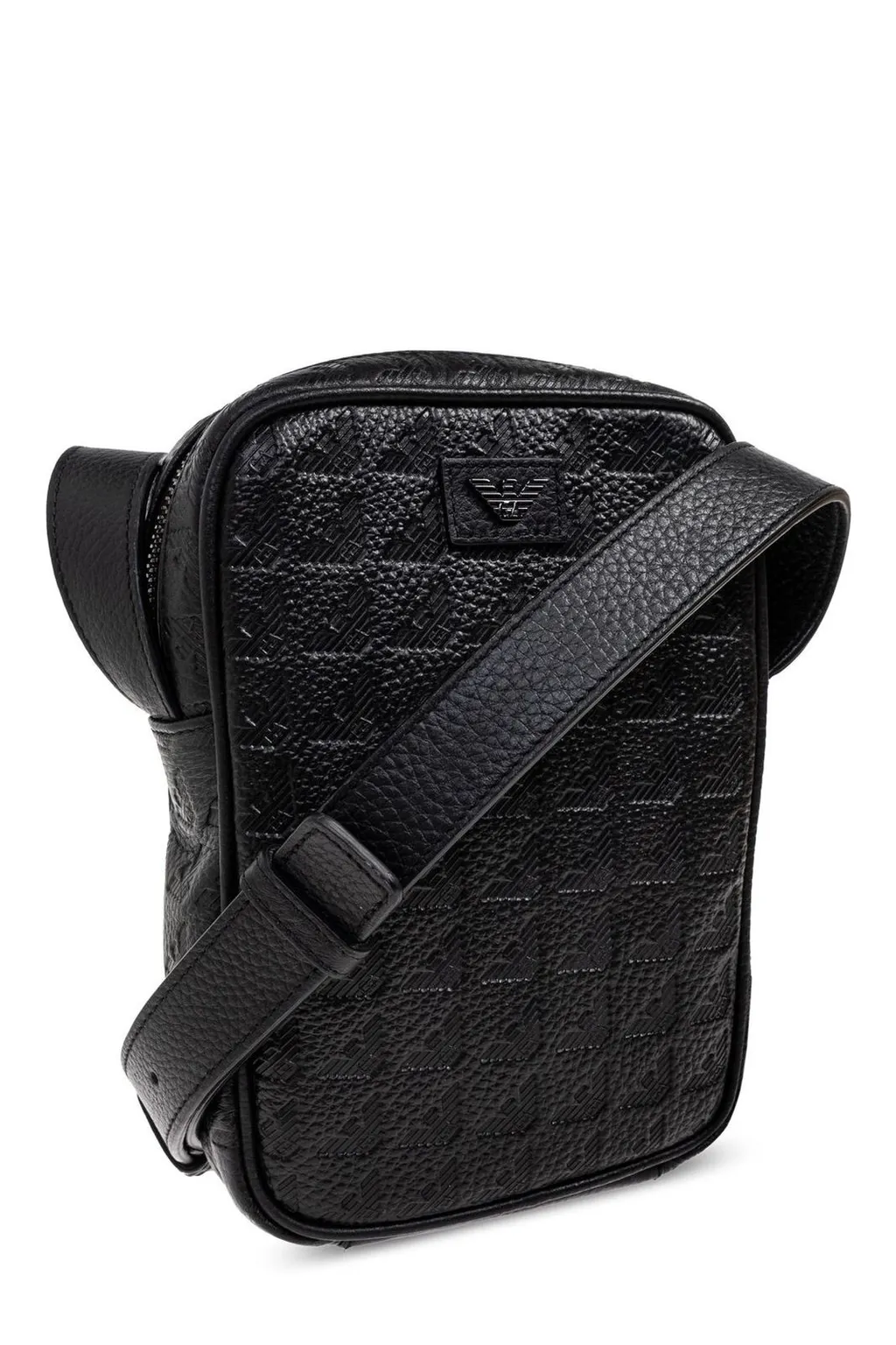 Emporio Armani Logo Embossed Zip-Up Messenger Bag