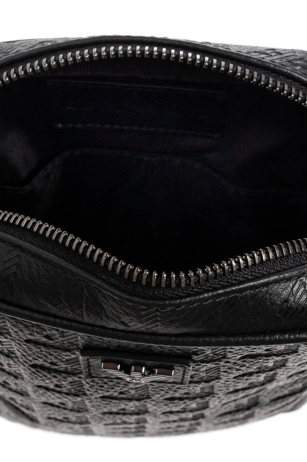 Emporio Armani Logo Embossed Zip-Up Messenger Bag