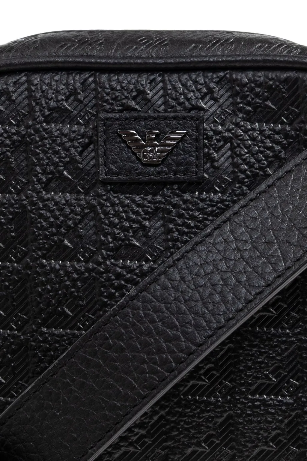 Emporio Armani Logo Embossed Zip-Up Messenger Bag