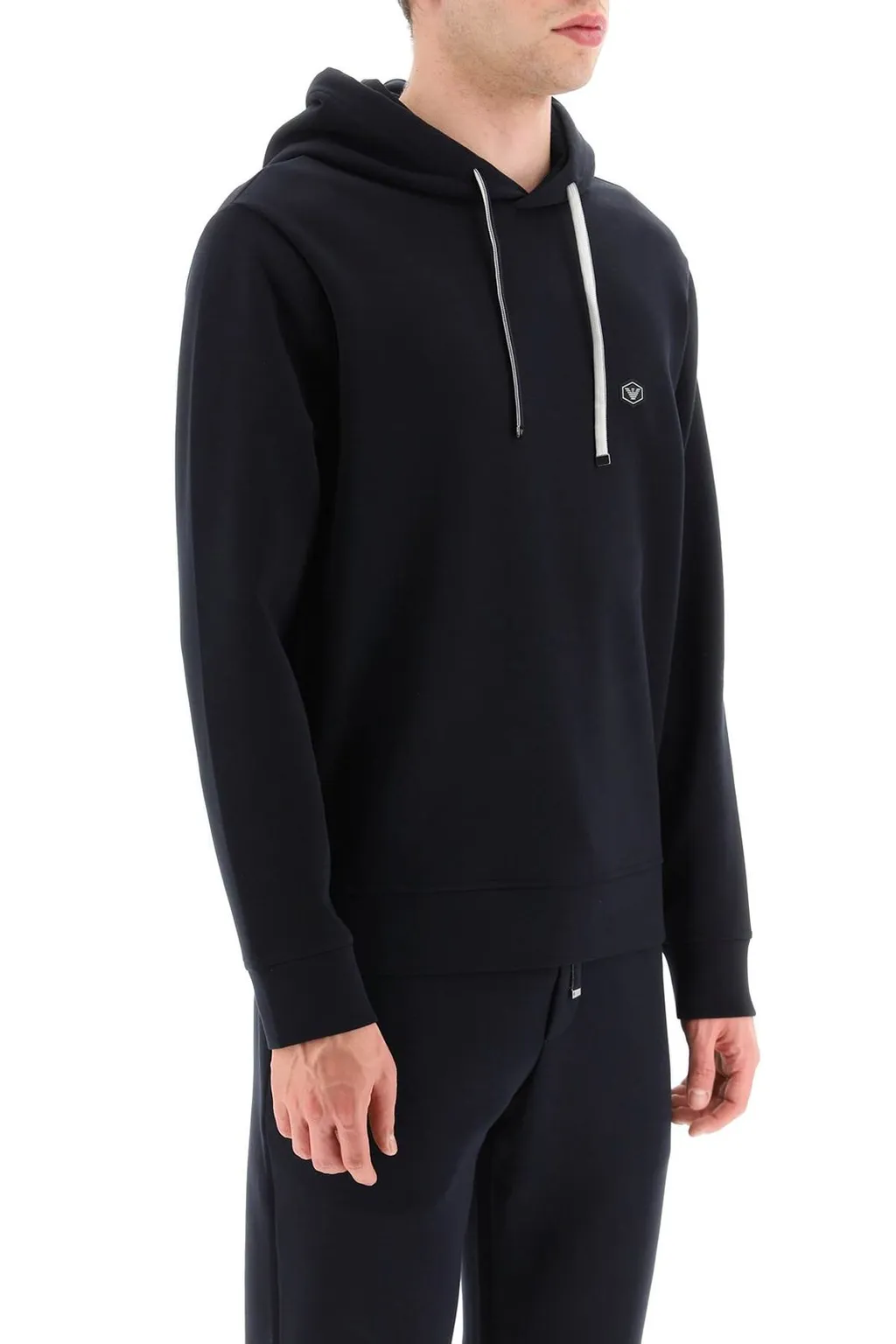Emporio Armani Logo Patch Drawstring Hoodie