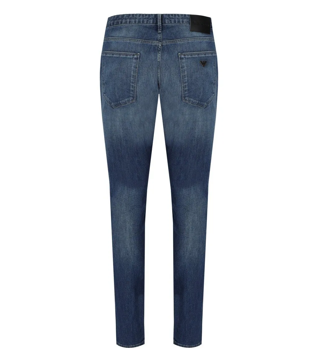 Emporio Armani Logo Plaque Slim-Cut Jeans